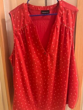 Fortune + Ivy Red Sleeveless V-Neck Stud-Accent Tank